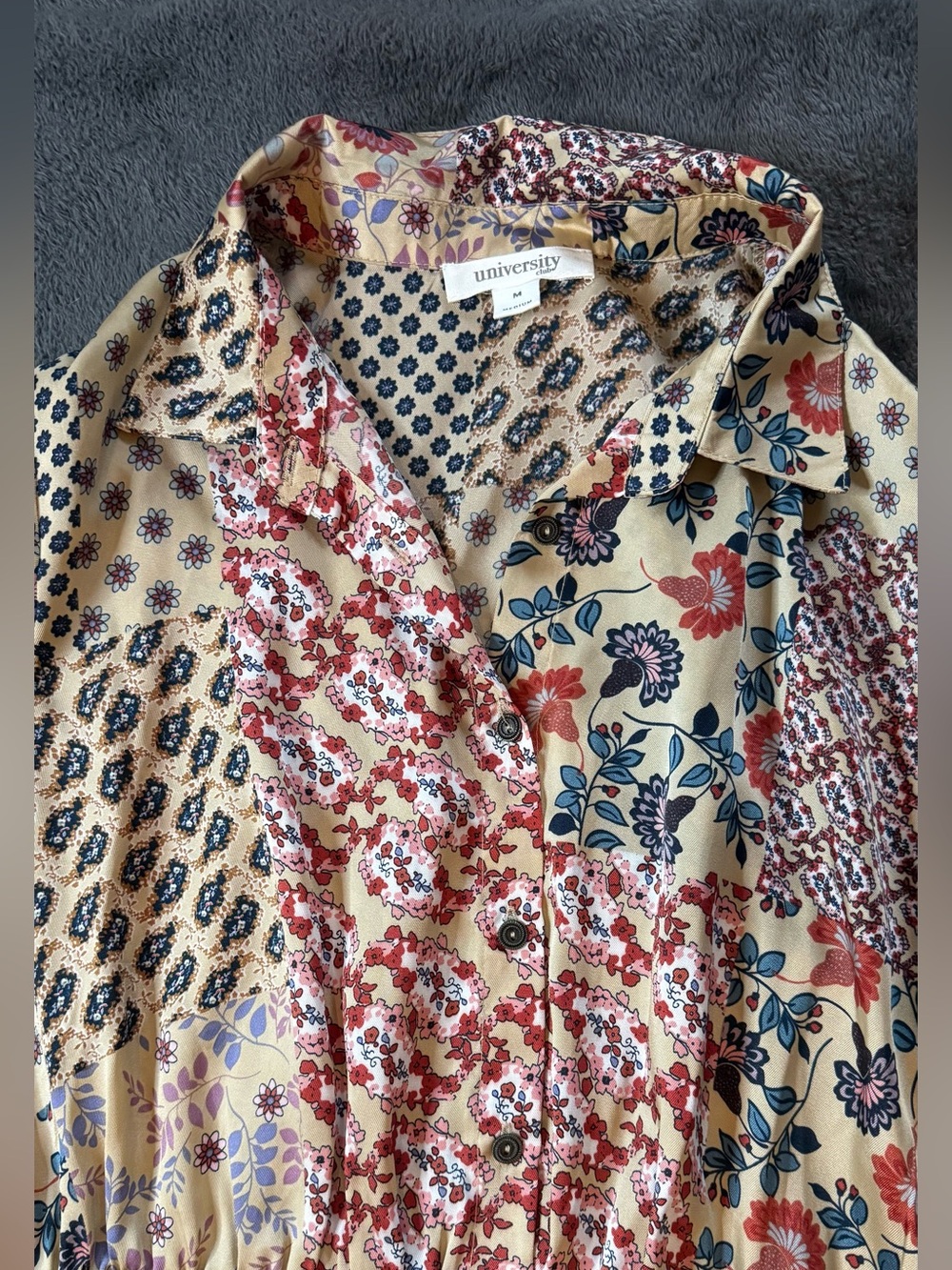 Patchwork Floral Maxi Dress in Cream and Navy - Picture 8 of 14